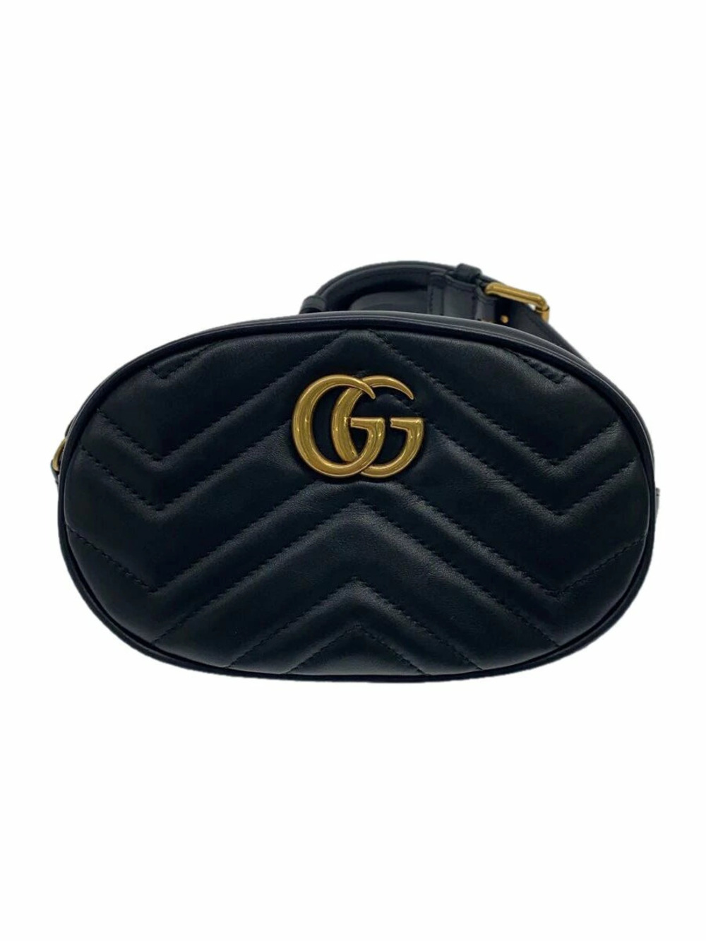 Gucci Waist Belt Crossbody Bag GG Marmont Quilted Leather Black